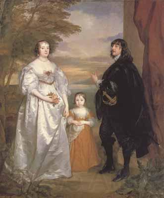 Anthony Van Dyck Portrait of the earl and countess of derby and their daughter (mk03) Norge oil painting art